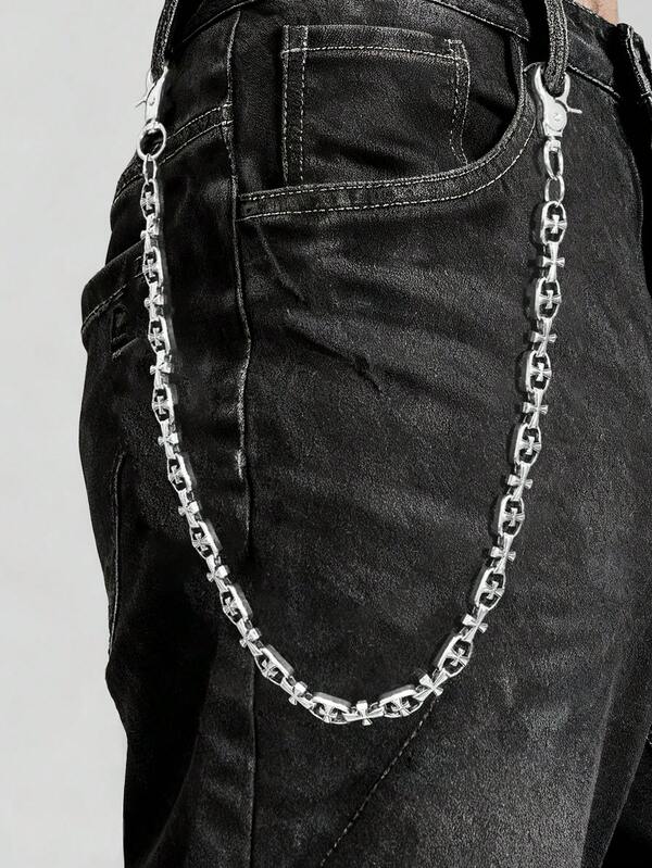 Gothic Cross Linked Men's Body Chain, Hip Hop Fashion Accessory Pants Pocket Chain