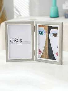 1 件创意三折木质相框，简约双面折叠相框支架，毕业、生日礼物，6 英寸 - 灰色 - 查看 6