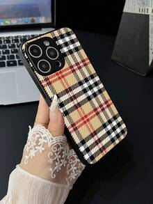 1件装黑色奢华复古格子PU皮革印花防震磨砂手机壳，创意时尚设计，男女皆宜，是送给朋友、家人、同事、情侣、学生、老师的绝佳礼物，适合生日、节日、春季、复活节等场合，兼容 13/16/15/14/13/12/11/Pro/ProMax/X/XR/XS/XSMAX/7/8/PLUS、Galaxy S25、S25 Ultra、S24 Ultra、S24、S23+、S23 Ultra等，周年纪念派对适用。 - 彩色 - 查看 6