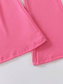 2 st/set tonårsflicka med fjärilstryck, kortärmad t-shirt och utsvängda byxor, vår/sommar - Skrikrosa - Visa 9