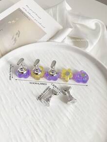 3D树脂亚克力扎染果冻色亮片星星爱心排列底座，配5个极光彩色美甲展示架，日式美甲DIY工具及摄影道具