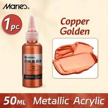 Marie's 金属丙烯酸涂料，珠光浓郁闪亮颜料，带便携式瓶，可呈现闪光金色银色，适用于 DIY 艺术绘画、木材、玻璃、瓷器、绘画、绘图、混合颜色、不褪色、艺术家艺术用品、成人（50 毫升/1.7 液盎司） - 單件 - 查看 14