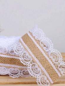 1 pièce Ruban de toile de jute DIY, 200 cm/2,19 yards Emballage cadeau en lin DIY, Décoration de mariage et de fête, Convient pour la maison, les mariages, les fêtes et l'artisanat, les ornements d'anniversaire et de fête, Rouleau de dentelle en lin fait main