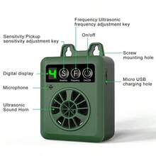 新型宠物止吠器，USB 充电，独立式或悬挂式，方便的训练工具，大功率超声波声控训狗器，室内/室外动物驱赶器，超声波止吠器，噪音抑制器，防骚扰犬训练工具 - 彩色 - 查看 7