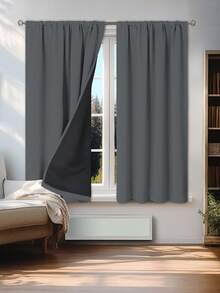1pc Blackout Thermal Insulated Curtain - 99% UV-Resistant Polyester, Rod Pocket Hanging, Non-Bleachable Plain Weave, Bedroom Art Theme, Coated Blackout Thermal Insulation, Noise Reduction - Ideal For Bedroom, Farmhouse And School Deep Sleep, 110gsm