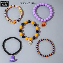 Conjunto de pulseras con cuentas con diseño de calavera de Halloween, pulseras únicas con encanto de ojo del diablo y murciélago