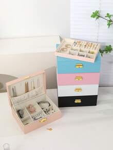 New Black Light Luxury Large Capacity PU Leather Jewellery Box | Necklace Ring Earring Multi-Layer Compartment Storage | Portable Travel Jewellery Box | Gift For Girlfriend/Mother/Mother's Day Girlfriend's Birthday Valentine's Day | Graduation Season Exquisite Gift For Classmates