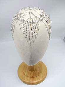 2025 New Luxury Embellished Tassel Rhinestone Hair Chain Bridal Headpiece, Fashionable M Jewelry - Multicolor - View 11