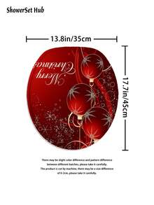 1/3/4 Peças Conjunto de Cortina de Chuveiro e Acessórios de Lanternas Vermelhas de Natal, Acessórios Impermeáveis e Resistentes ao Desgaste, com 12 Ganchos - Inclui Tampa de Assento Sanitário, Tapetes de Banho e Tapetes - Tecido de Poliéster Antiderrapante - Lavável - Perfeito para Decoração de Feriados, Casa/Quarto/Residência/Decoração Ocidental - Multicolorido - Visão 10