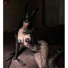 女士性感深 V 豹纹网眼连体裙黑紫色撞色豹纹图案，侧面镂空透视胸口设计，两穿款式（内穿/外穿），柔软透气网眼可调节 V 领抽绳（防滑）非常适合圣诞派对、平安夜约会、新年前夜聚会、万圣节服装、浪漫约会之夜、俱乐部郊游主题派对造型 - 彩色 - 查看 7