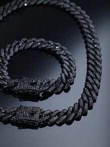 kuuioe 2pcs/Set Exquisite Cuban Link Chain Necklace Plus Bracelet,Unisex Hip Hop Jewelry For Rappers, Men's Jewelry Set,Perfect Gift For Son/ Father'S Day/Boyfriend - Style a - View 10