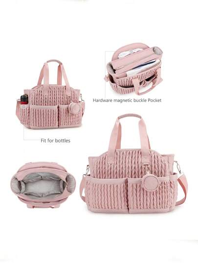 1pc New Quilted Mommy Bag, Shoulder Handbag With Storage, Waterproof Material, Diaper Bag For Maternity & Baby Travel