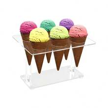 1 Stück Kegel Präsentationsständer - Klarer Acryl Eiswaffel Halter für Partys, Hochzeiten, Buffets & Weihnachten (6 Löcher)