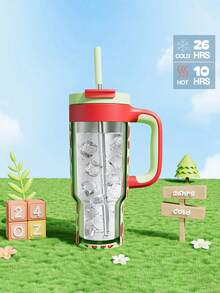 24oz Tumbler With Handle, Vacuum Insulated Stainless Steel Travel Mug And Straw, Vacuum Insulated Water Bottle, Insulated Cup, Reusable Stainless Steel Bottle - Keeps Drinks Cold Up To 24 Hours - Green - View 2