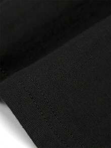 1pc, 100%, Camiseta con Estampado de Letras Gráficas y Patrón de Santa Muerte, Camiseta Casual de Moda para Hombre, Camiseta de Manga Corta de Estilo Callejero con Cuello Redondo, Camiseta de Boutique de Moda, Regalo de Halloween, Adecuada para Acampar al Aire Libre. - Negro - Ver 4