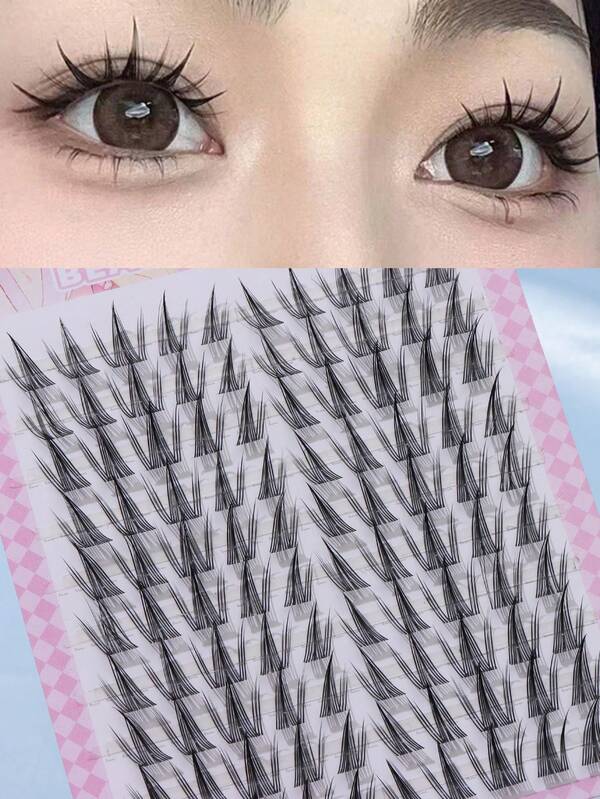 100pcs Lash Clusters DIY Eyelash Extensions Cluster Lashes Wispy Individual False Eyelashes C D Curling 8-10mm Thick Fluffy Eyelash Clusters