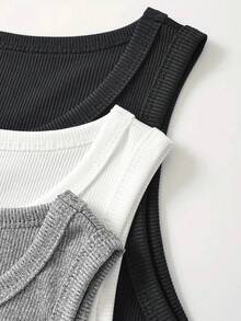 Camiseta Tirantes Hombres Color Liso Moda Verano 2024 Transpirable Ligera Estilo Casual Deportivo Diario - Multicolor - Ver 4