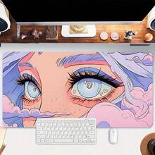 1pc Anime Cartoon Girl And Green Eyes Large Gaming Mouse Pad Multi-Size Keyboard Desk Mat Rubber Anti-Slip Office Mouse Pad Desk Accessories Keyboard Desk Pad For School Office Gift For Friends And Family - 80*30*0.2cm - Xem 1