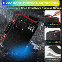 Travel Case For Playstation 5, Playstation 5 Pro, Playstation 5 Slim, Carrying Case Hard Shell Compatible With Playstation 5 Console, Shockproof Protective Storage Bag For Playstation 5 Disk Digital Edition, Headset, Game Accessorie - Black and Red - View 7
