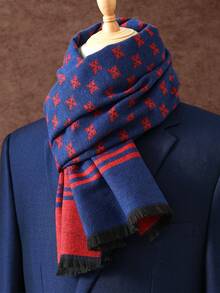 1pc Men's Business Luxury Scarf, Unisex Shawl, Men's Printed Scarf 180*30CM, Suitable For Business, Fashion Tassel Scarf, Classic Plaid Scarf