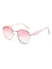 Gafas de mujer con lentes degradados rosas, montura redonda clásica, gafas sonrojadas versátiles, gafas decorativas de estilo callejero