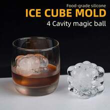 4 Cavities Magic Ball Ice Lattice Whiskey Ice Ball Silicone Mold Magic Cube Home Ice Maker Ice Ball Mold - Black - View 7