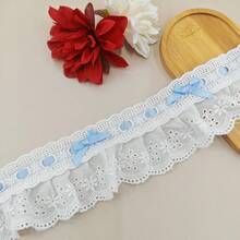 1 قطعة 1 ياردة شريط ملون، مع تريم من الدانتيل بشكل فيونكة، للملابس المصنوعة يدويًا، تغليف صناديق الهدايا، التطريز، الحياكة، حافة الخياطة، اكسسوارات الدانتيل الديكورية، اكسسوارات الخياطة