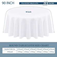 Teruntrue 10 Packs Polyester Round Tablecloth 90 Inch White Table Cloth Bulk Washable Polyester Fabric Tablecloths Table Cover For Wedding Party Banquet Buffet Table Holiday Dinner (White, 90 Inch) - White - View 3