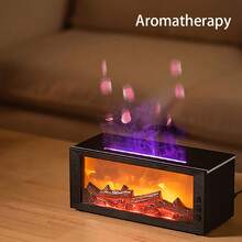 300ml Essential Oil Diffuser With Colorful Flame, Aromatherapy Machine, Air Humidifier, Auto-Off, - 黑色 - 查看 5