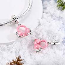 1 Pc Sliver Color Sparkling Winter Series Snowman Snowflake Ski Shoes Snow Boots Slippers Earflap Scarf Penguin Elk Polar Bear Charm Fit Original Bracelet Necklace Pendant Beads For Diy Jewelry Making Women Girl Christmas Party Jewelry Gift For Friends
