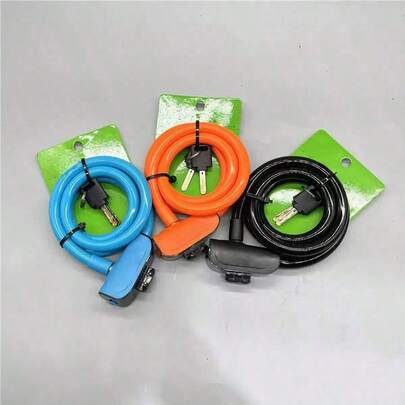 1PC Bicycle Lock Wire Lock Ring Lock With Bracket, Computer Key, Mountain Bike Equipment, Tin Alloy Lock Core