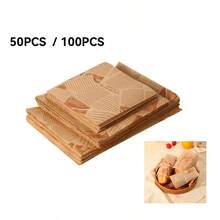 50pcs/100pcs Sandwich Wrapping Paper, Waterproof And Oil Resistant Food Paper, Bread Baking Paper, Fried Chicken, Desserts, Barbecue, Hamburger Food Cushioning Paper -11 Inches X 14 Inches Large Size, Suitable For Breakfast Shops, Fried Chicken Shops, Bakeries, Barbecue Shops