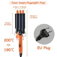CRASTS Ferro de Ondular 3 em 1, Controle de Temperatura, Onda Grande, Cachos Grandes, Ondulação a Água, Laranja