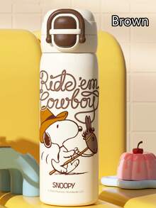 1pc 600ML Snoopy Stainless Steel Vacuum Insulated Water Bottle, Large Capacity Student Cup, Portable Sports Tumbler Cup With Straw, For Men & Women - Multicolor - View 13