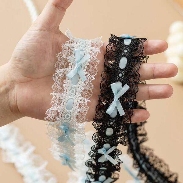 1 Stück 4cm breites/1 Yard langes buntes Band, Schleifen-Spitzenborte, für DIY Kleidung, Geschenkverpackung, Stickerei, Stricken, Nähkanten, dekorative Spitzenzubehör