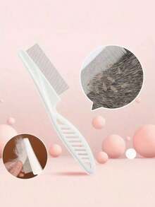 1pc 2-In-1 Pet Hair & Tear Stain Remover Brush - Stainless Steel Dog & Cat Flea Comb, Effectively Trims & Gently Removes Matted Fur And Fleas, Suitable For Dogs And Cats - Multicolor - View 5