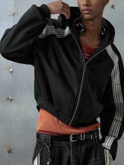 1 pieza Chaqueta con capucha casual de unicolor para adolescentes varones, versátil, suave, cómoda y duradera, para otoño/invierno