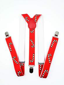 1set Men's Christmas Suspender & Bow Tie Set, Santa Ball, Reindeer, Candy Print Suspender & Bow Tie Set - Multicolor - View 9