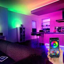1 pieza Tira de luces LED, control de aplicación inteligente, luces de color que cambian con la música, luces RGB regulables para habitación, TV, cocina, bar, juegos, Navidad, decoración de fiesta - 24 TECLAS - Ver 2