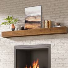 Tribesigns 74.8" Fireplace Mantel Shelf, Wall Mounted Floating Shelves For Wall, Wood Mantel Floating Shelf Storage Display Shelves, Rustic Brown - 質樸棕色 - 查看 11