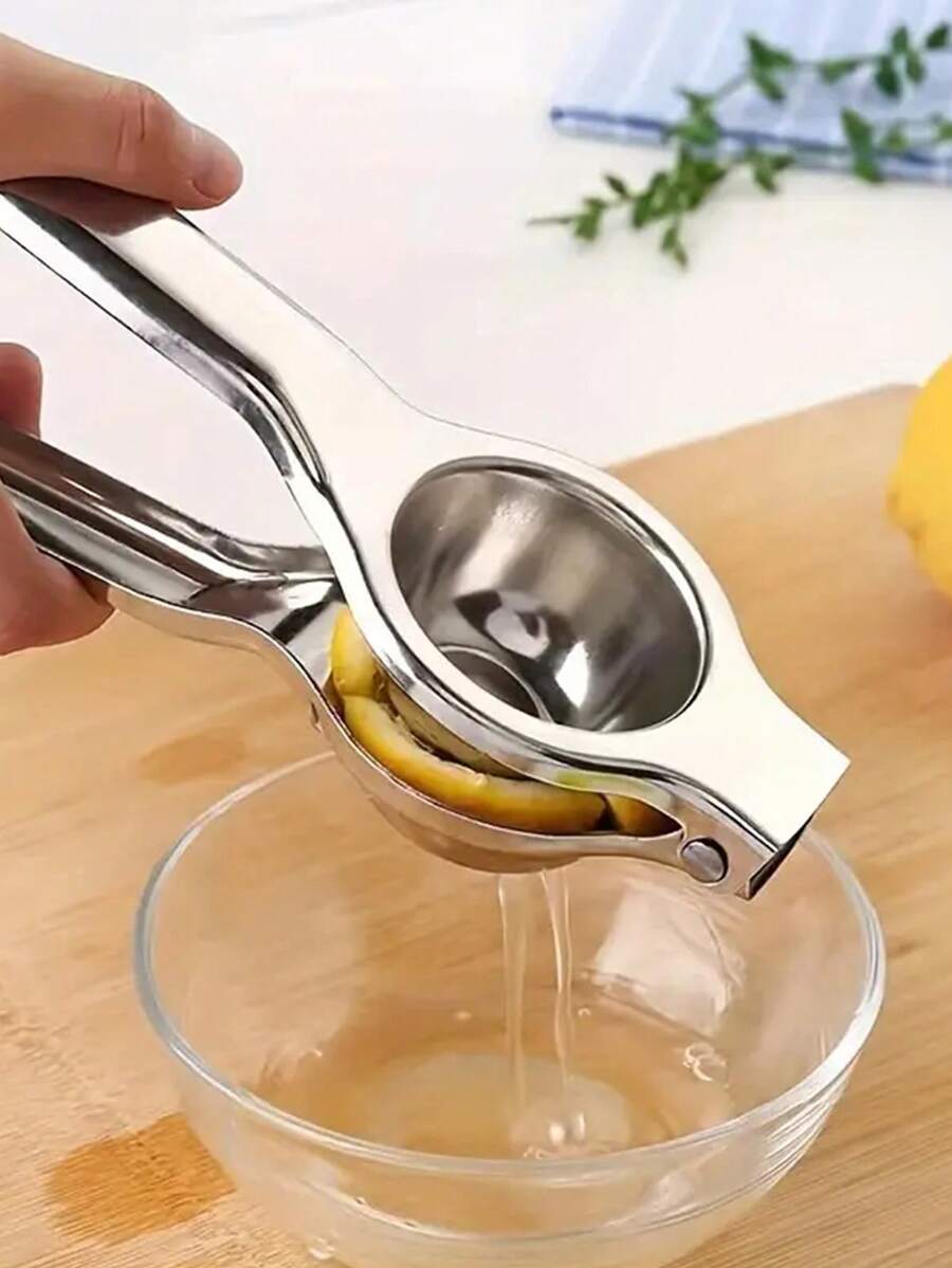 Exprimidor manual de acero inoxidable de alta resistencia. Base resistente, apto para limones, naranjas, pomelos y otras frutas - Herramienta de cocina fácil de limpiar, ideal para el hogar, restaurante y bar. No necesita electricidad, exprimidor portátil, apariencia metálica elegante, duradero, diseño compacto, estructura resistente, esencial para la cocina del hogar.