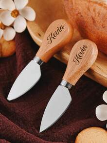 Juego personalizado de 4 piezas de cuchillos para queso y charcutería, juego de utensilios de cuchillos para queso grabados, regalo para mamá, fiesta de inauguración de la casa, espátula para queso, boda personalizada - Estilo-1 - Ver 3