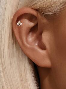 1 件 925 纯银星形不对称榄尖形心形平背软骨耳轮穿孔精美珠宝适合日常佩戴婚礼派对订婚周年纪念情人节 - 金色 - 查看 10