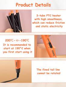 CRASTS Ferro de Ondular 3 em 1, Controle de Temperatura, Onda Grande, Cachos Grandes, Ondulação a Água, Laranja