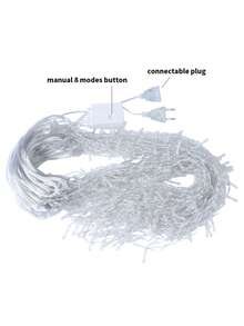 4m/6m/12m Icicle Lights, LED Curtain Lights, Christmas Wreath, Outdoor Birthday New Year Garden Party Patio Wedding Holiday Patio Decor - EU C Type Plug(220-240V) - View 4