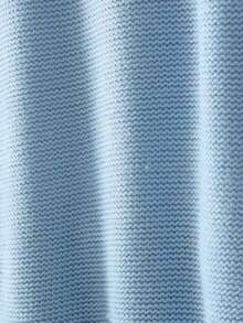 كنزة صوفية كاجوال فضفاضة مصنوعة من الصوف المنسوج بنمط كابل مجدول بياقة دائرية وأكمام طويلة منسدلة للمرأة البدينة - أزرق فاتح اللون - مشاهدة 7