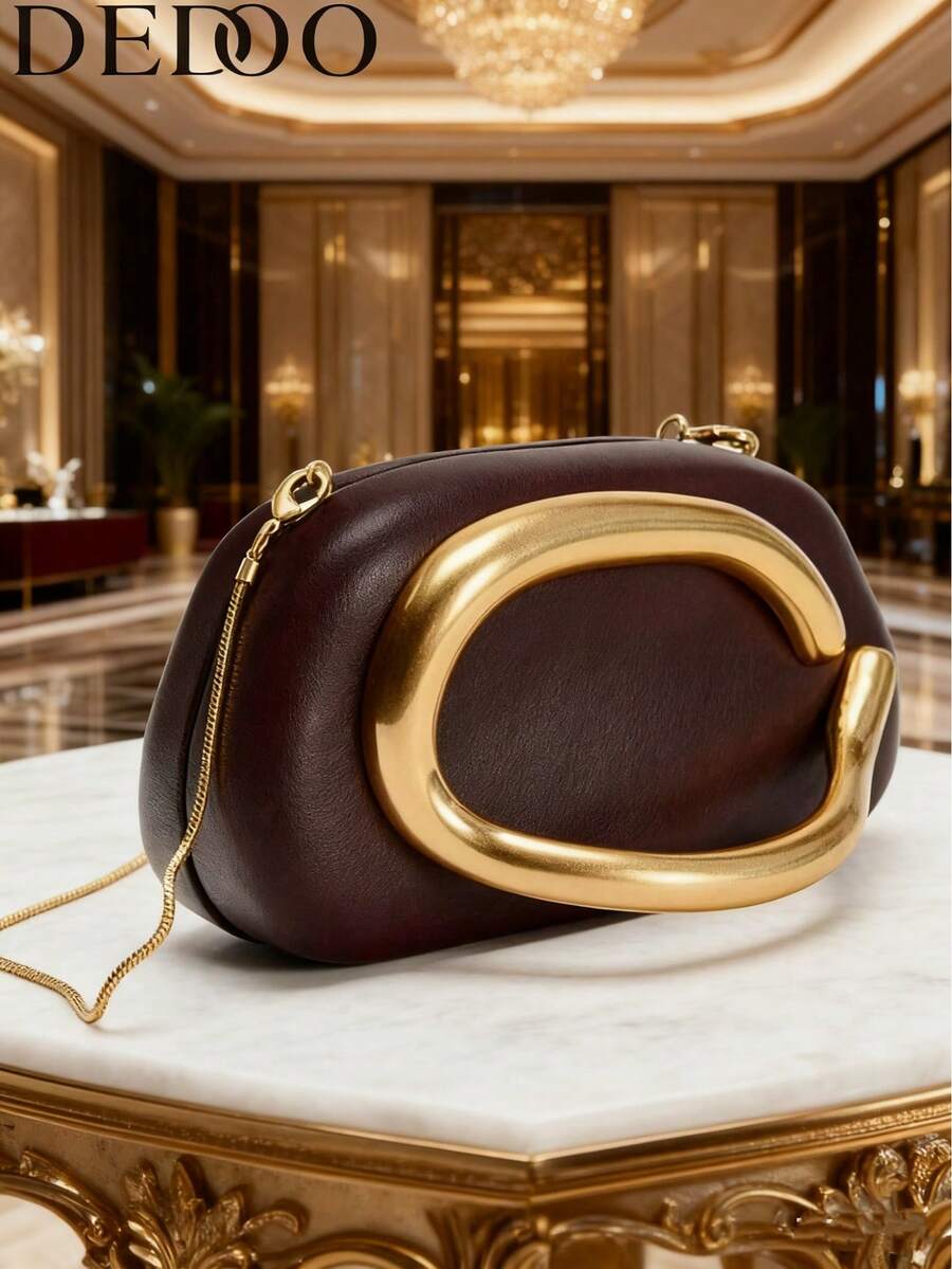 Dedoo 酒红色PU皮手拿包 - 情人节理想之选，舒适时尚，款式别致，个性化礼物之选，2025必备单品，风格独特，适合各种场合，品质奢华，价格实惠 - 咖啡棕 - 查看 1