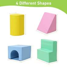 Foam Climbing Blocks,4PCS Soft Toddler Climbing Toys,Colourful Indoor Climb And Crawl Activity Play Set,Soft Play Equipment,Anti-Slip,Versatile Shapes,Promotes Physical Development - Multicolor - Ver 3