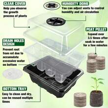 4/8 Pack Seed Starter Tray With 50/100 PCS Peat Pellets, 48/96 Cells Black Plant Germination Trays For Organic Seed Starter Soil Pods For Planting Vegetables Plants Flowers Herbs - Starting Seeds Kit - 黑色育苗盒子4個裝 - 查看 3