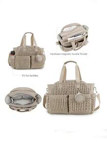 1pc New Quilted Mommy Bag, Shoulder Handbag With Storage, Waterproof Material, Diaper Bag For Maternity & Baby Travel